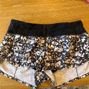 lululemon athletica Black and White Floral Athletic Shorts